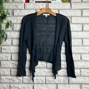 White + Warren 100% Linen Open Front Cardigan